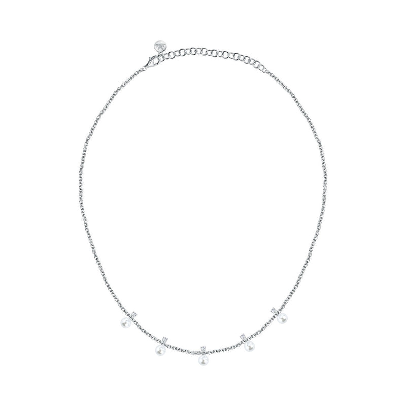 perla necklace 925 silver 5 pearl with cz highlights 40+5cm