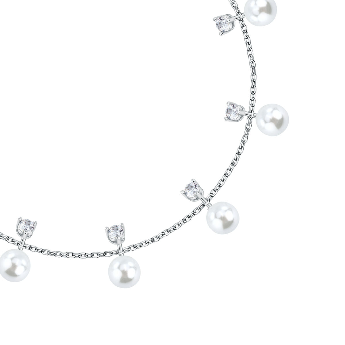 perla bracelet 925 silver 5 pearl wit cz highlights 19cm