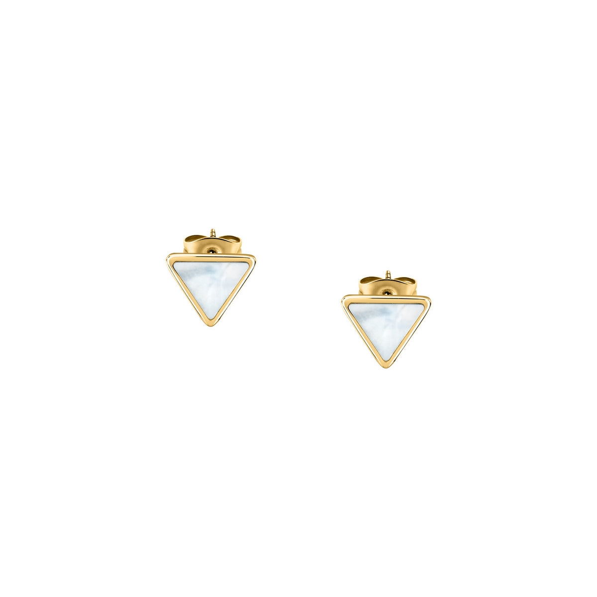 morellato 18k gold plated trilliant stud earrings  triangle mop