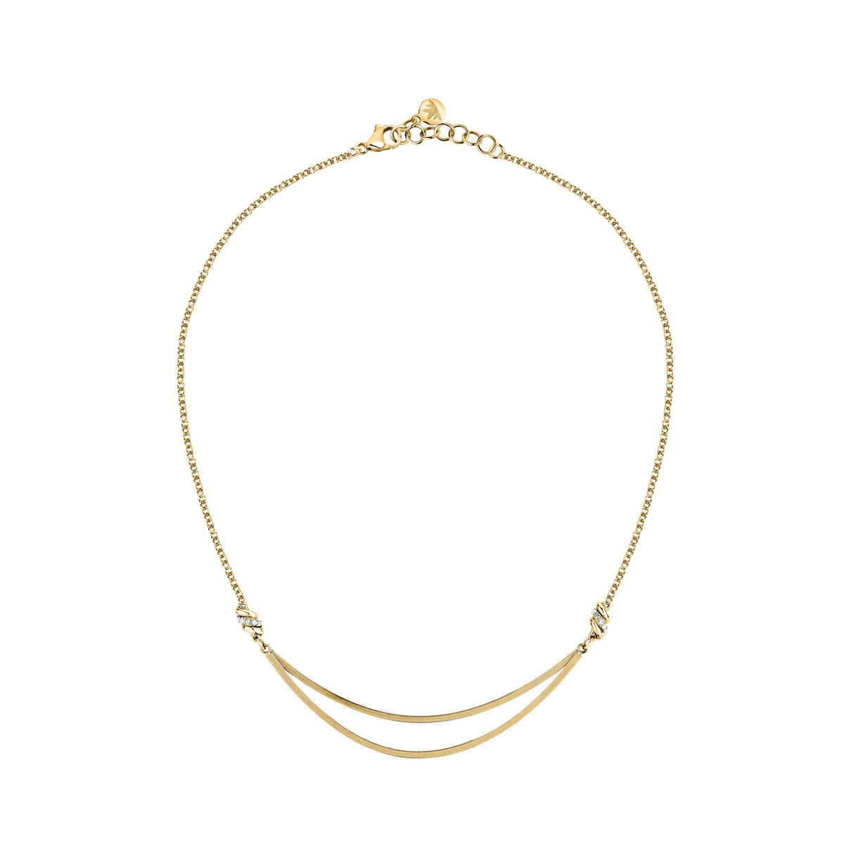 morellato 18k gold plated torchon necklace  with crystals  40+2cm