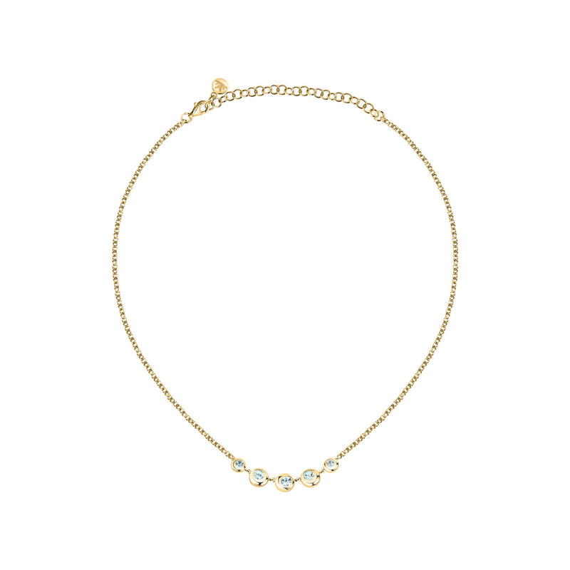 semipreziose necklace silver 925 yellow gold plated 38+7cm top blue