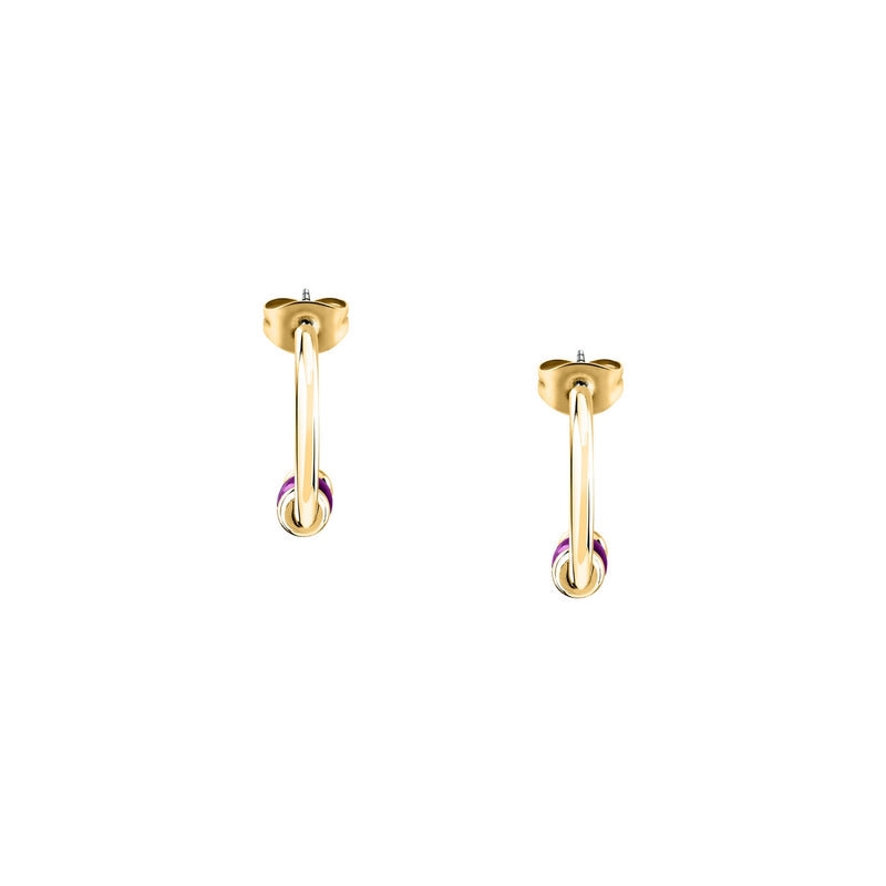 morellato 18k gold plated colori summer  hoop earrings lila bead