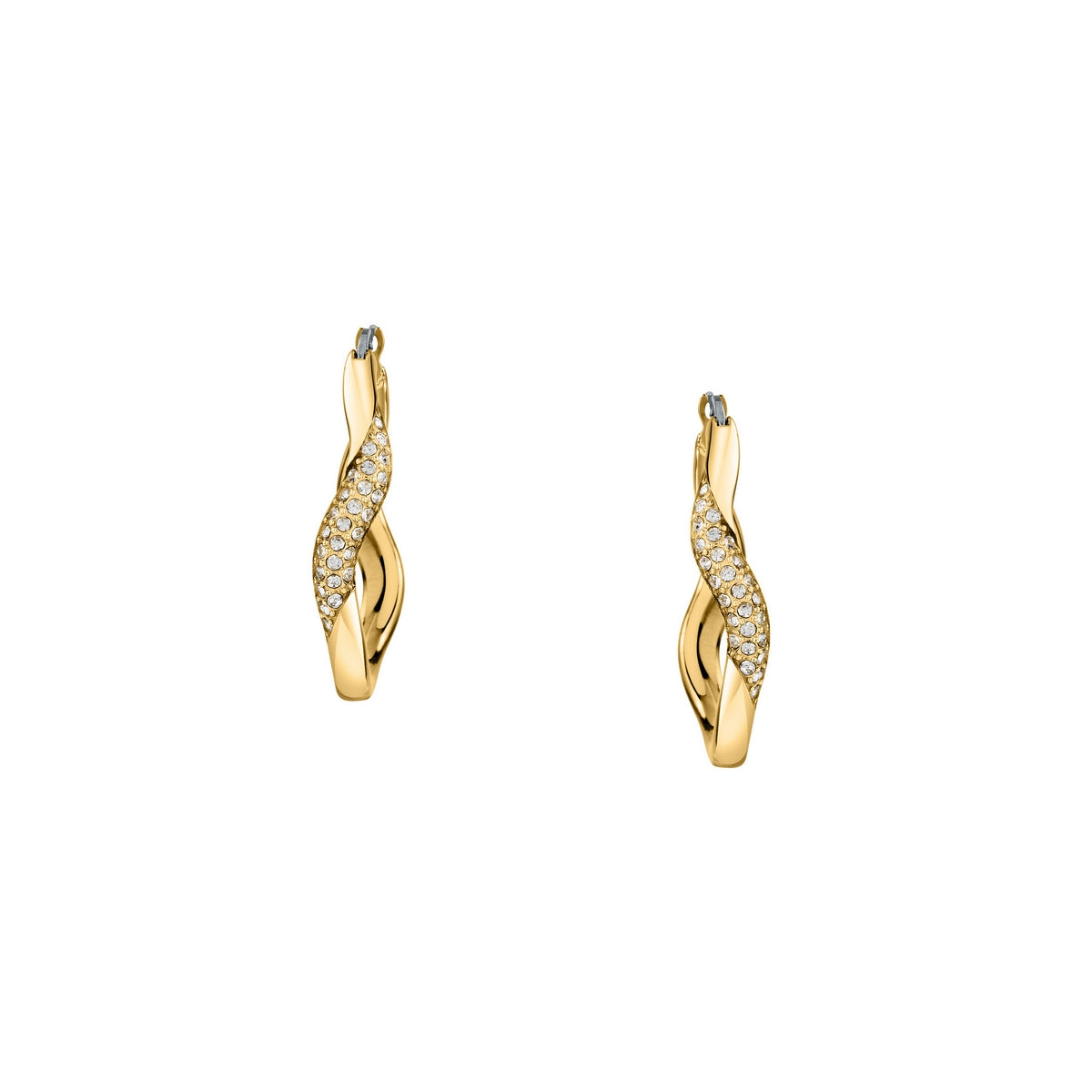 morellato 18k gold plated design earring hoop stainless steel yg crystal �2.5cm