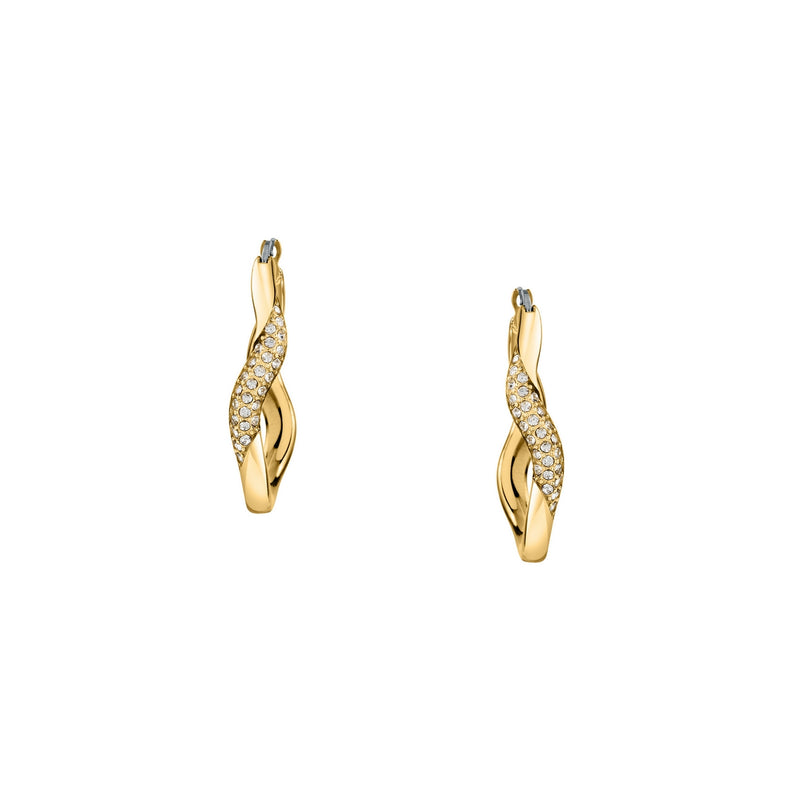 morellato 18k gold plated design earring hoop stainless steel yg crystal �2.5cm