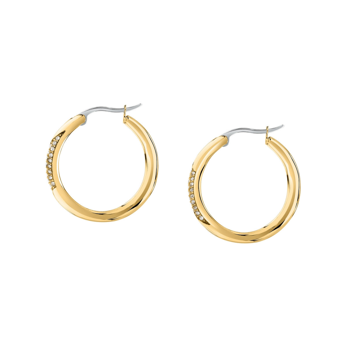 morellato 18k gold plated design earring hoop stainless steel yg crystal �2.5cm