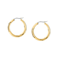morellato 18k gold plated design earring hoop stainless steel yg crystal �2.5cm