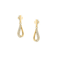 morellato 18k gold plated design earring stainless steel yg crystal 30x9mm
