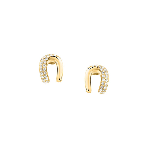 morellato 18k gold plated design earring stainless steel yg crystal 13x10mm