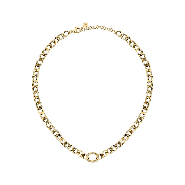 morellato 18k gold plated intrecci necklace stainless steel yg crystal 40+5cm