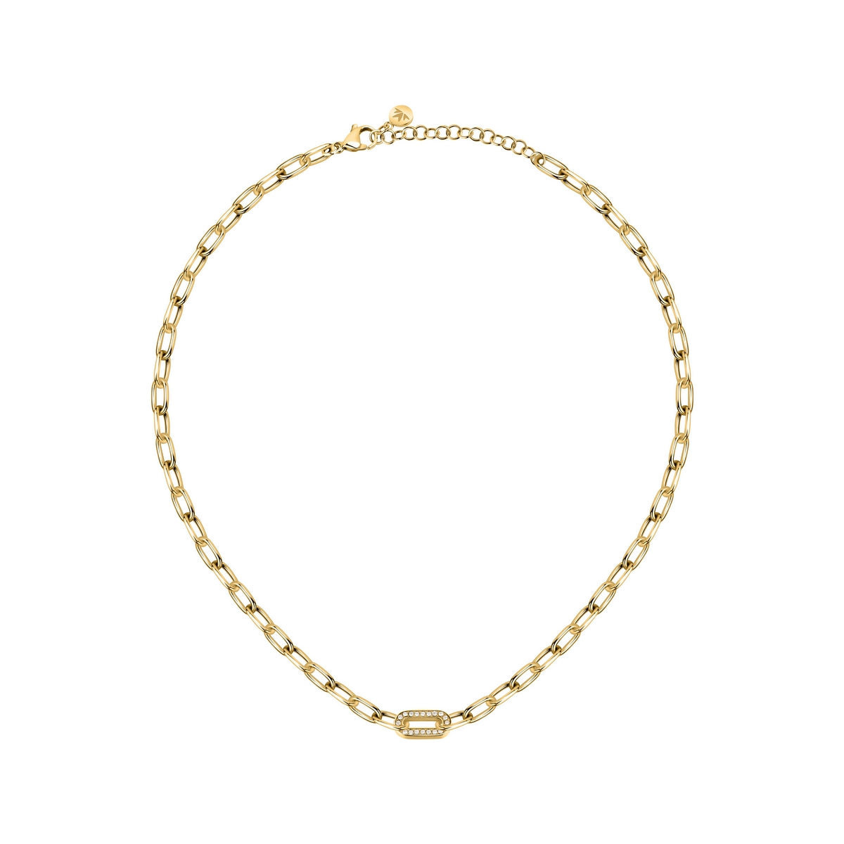 morellato 18k gold plated intrecci necklace stainless steel yg crystal 40+5cm