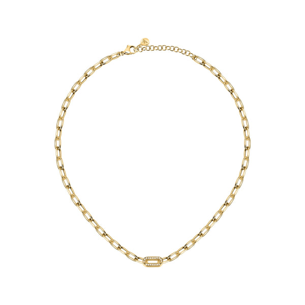 morellato 18k gold plated intrecci necklace stainless steel yg crystal 40+5cm