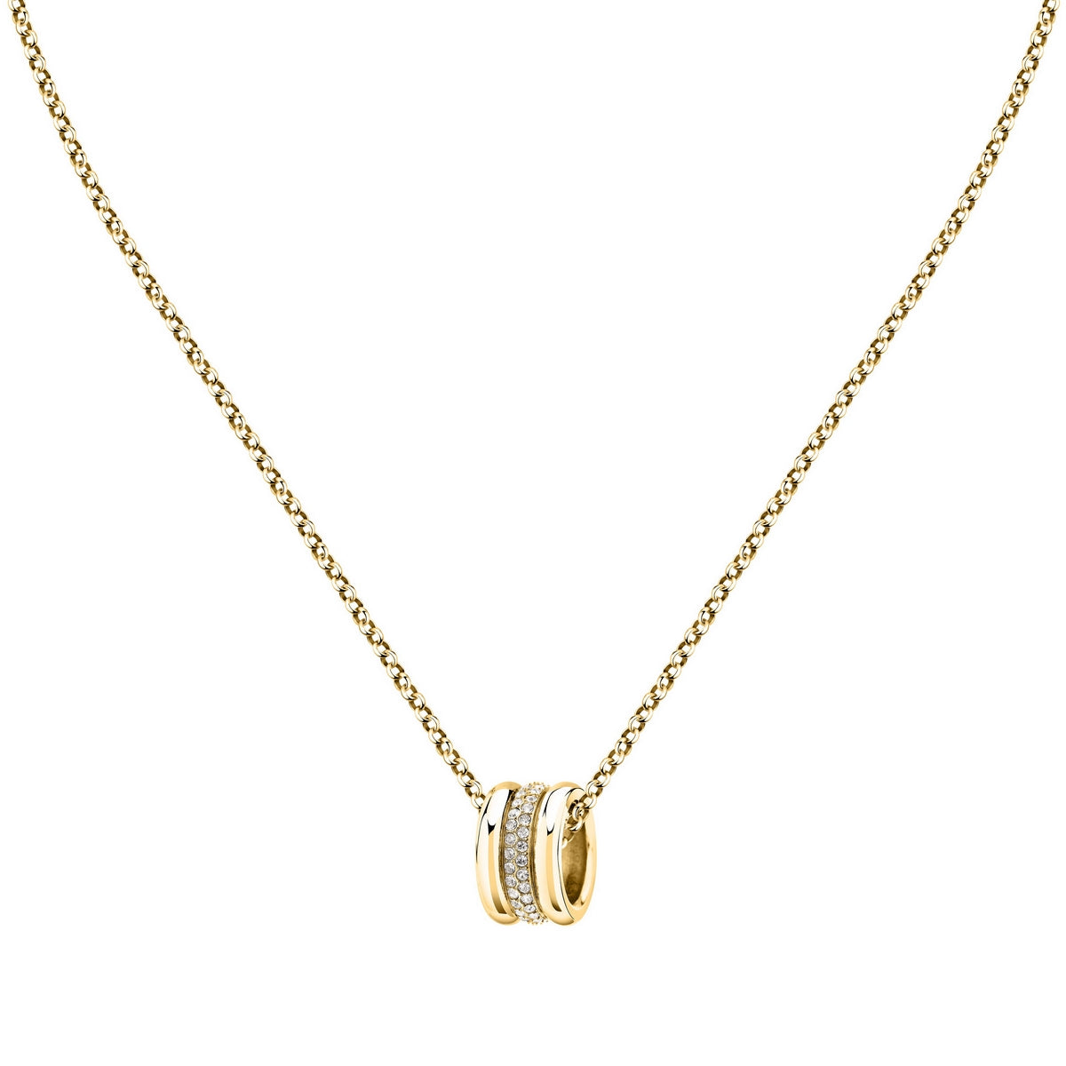 morellato 18k gold plated vintage bold necklace stainless steel gold plated crystal 40+5cm