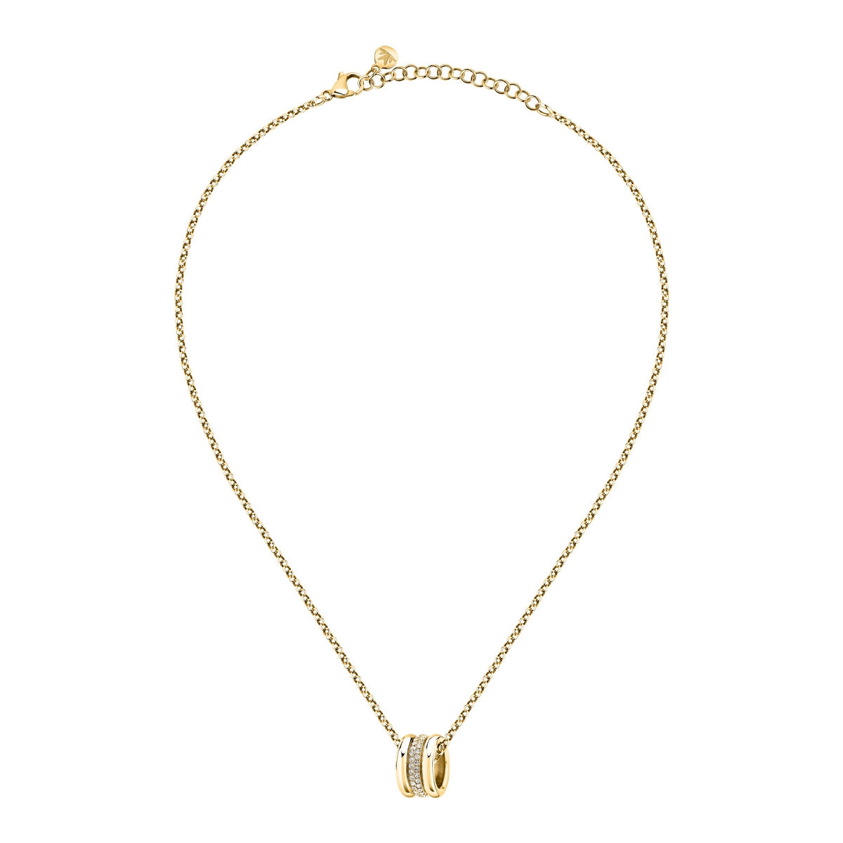 morellato 18k gold plated vintage bold necklace stainless steel gold plated crystal 40+5cm