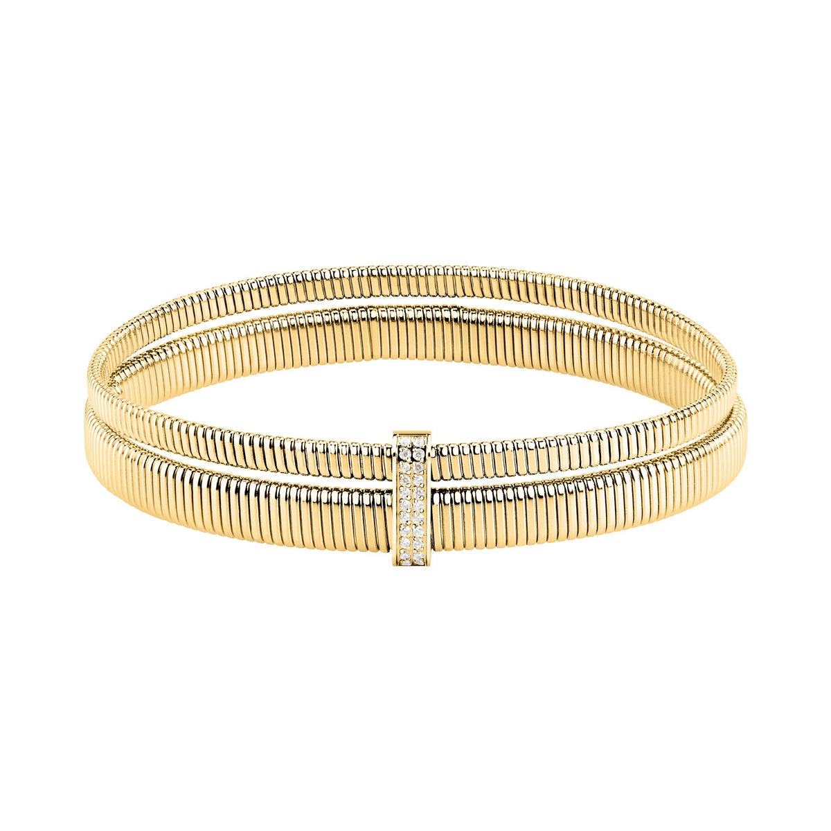 morellato 18k gold plated onda bangle ss yg cryst size s �5.5cm