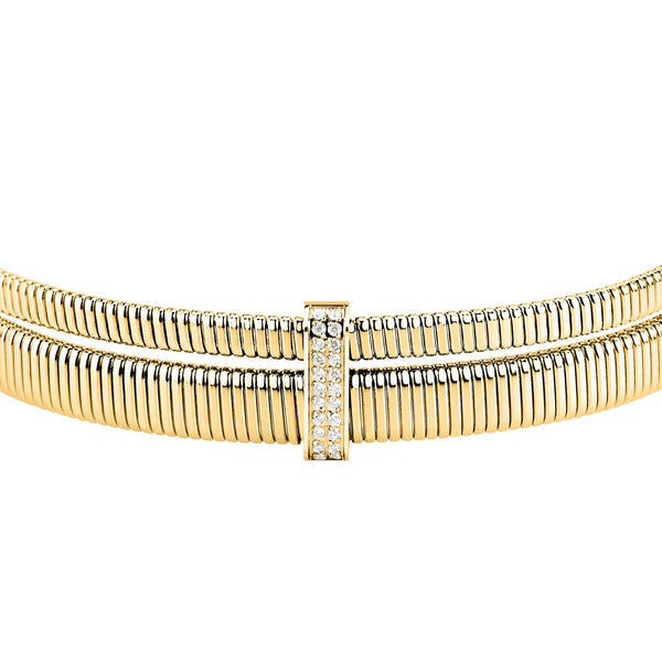 morellato 18k gold plated onda bangle ss yg cryst size s �5.5cm