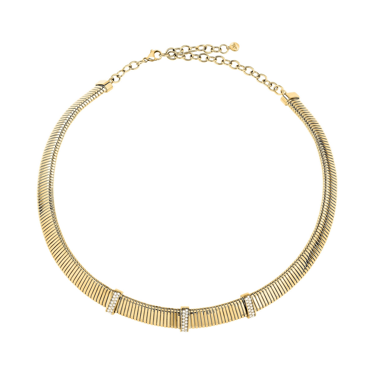 morellato 18k gold plated onda necklace stainless steel gold plated crystal 38+7cm