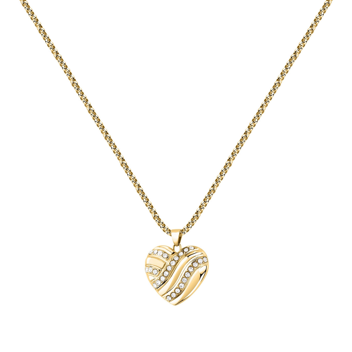 morellato 18k gold plated battito neckl ss yg heart crystal 40+5cm