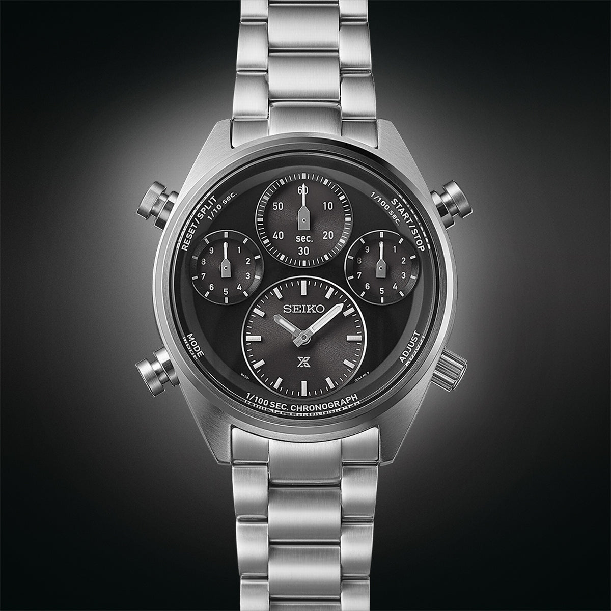 seiko prospex speedtimer �black on black� one hundredth of a second  solar chronograph