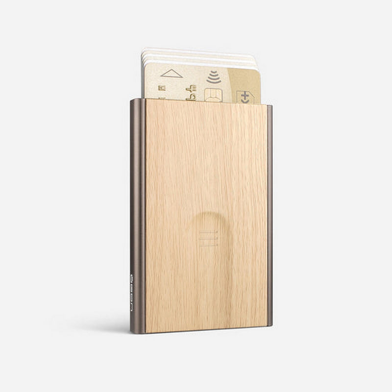 ogon slider aluminium wallet 1 to 6 cards bamboo colour