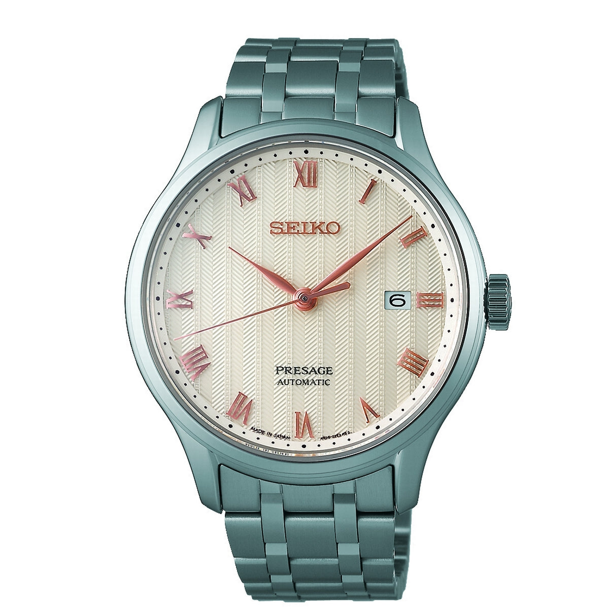 seiko presage zen garden 41mm cream dial  automatic stainless steel bracelet watch