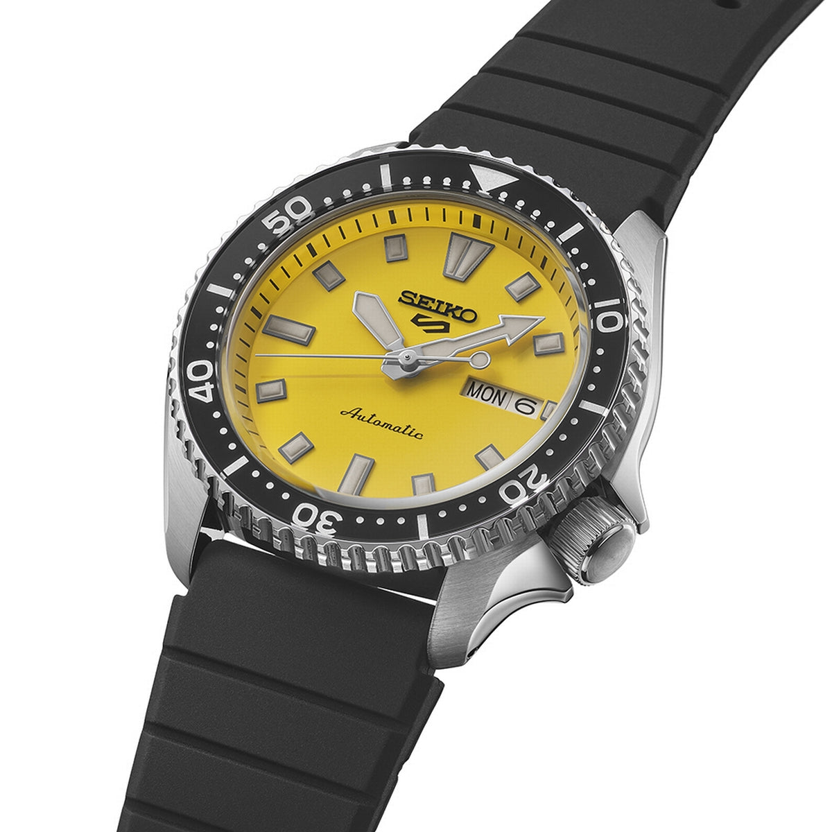 seiko 5 sports skx redux in ki-iro yellow strap watch