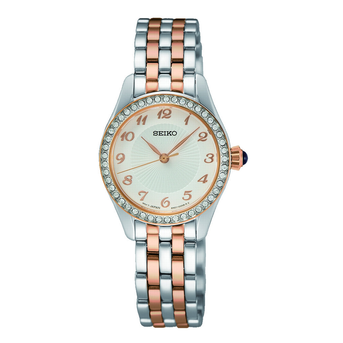 seiko quartz ladies two tone white dial bracelet watch