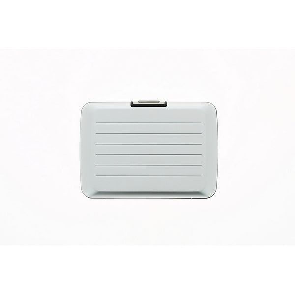 ogon stockholmv2 silver aluminium credit card holder  metal lock