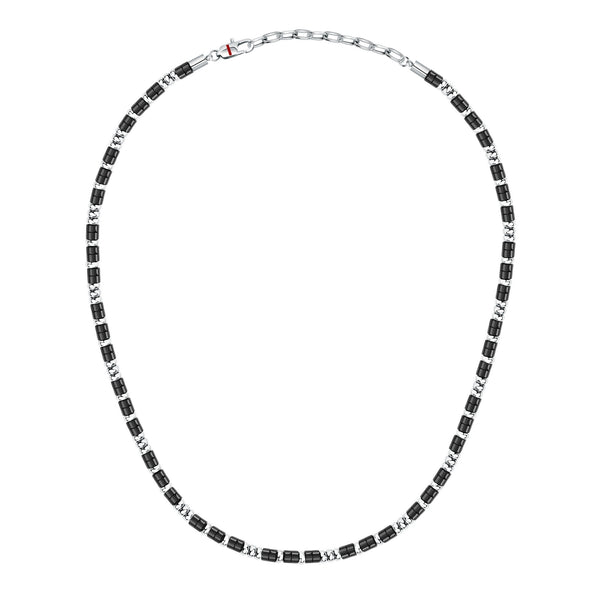 sector basic necklace stainless steel agate black 50+5cm