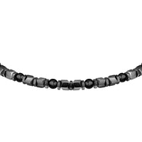 sector basic bracelet stainless steel grey hematite & black agate  stones 21cm