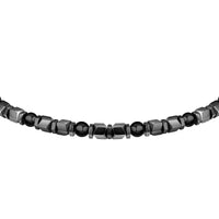 sector basic bracelet stainless steel grey hematite & black agate  stones 21cm