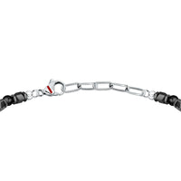 sector basic bracelet stainless steel grey hematite & black agate  stones 21cm