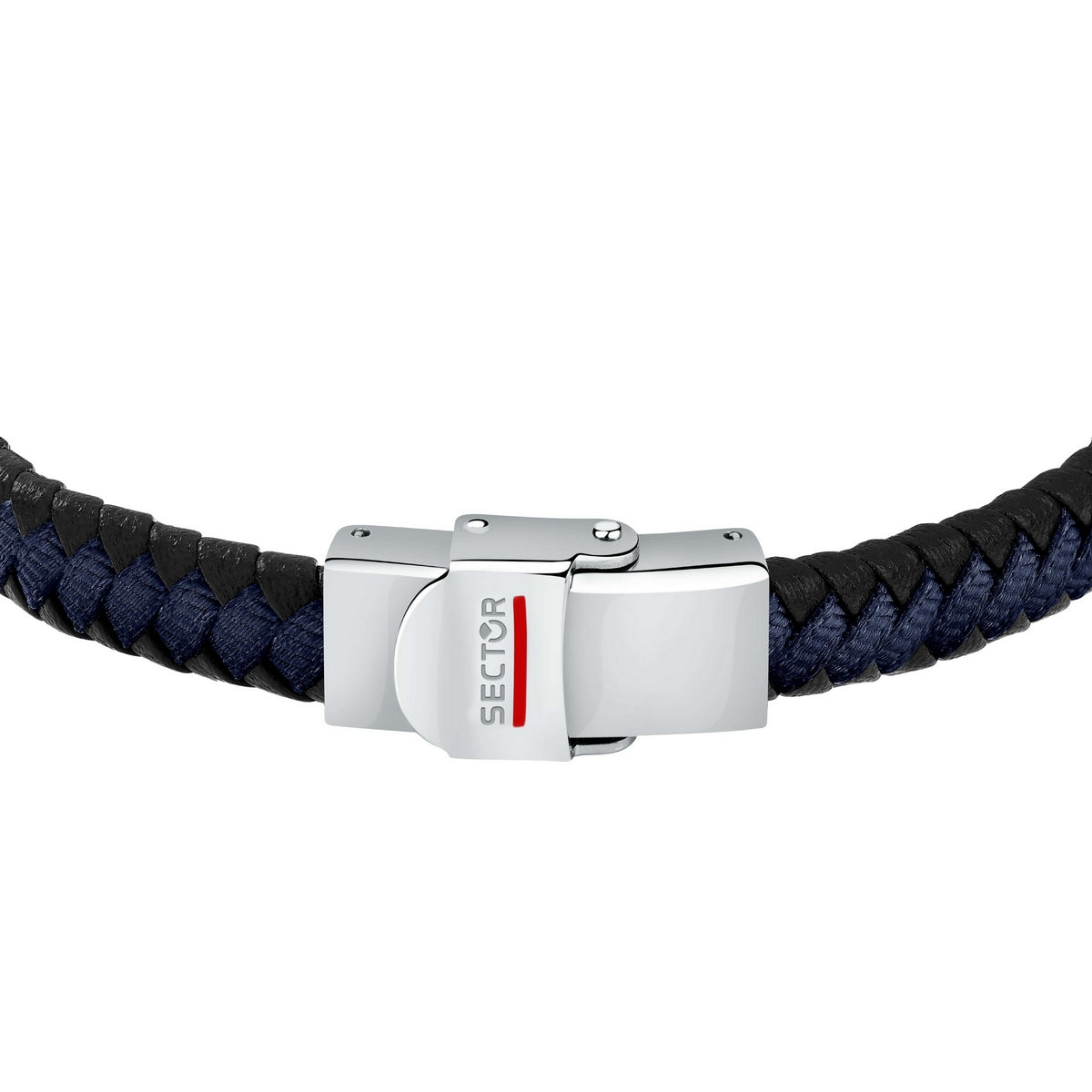 sector bandy bracelet with black leather and blue nylon 21cm