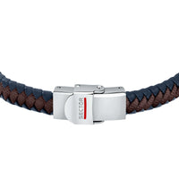 sector bandy bracelet with blue leather and brown nylon 21cm