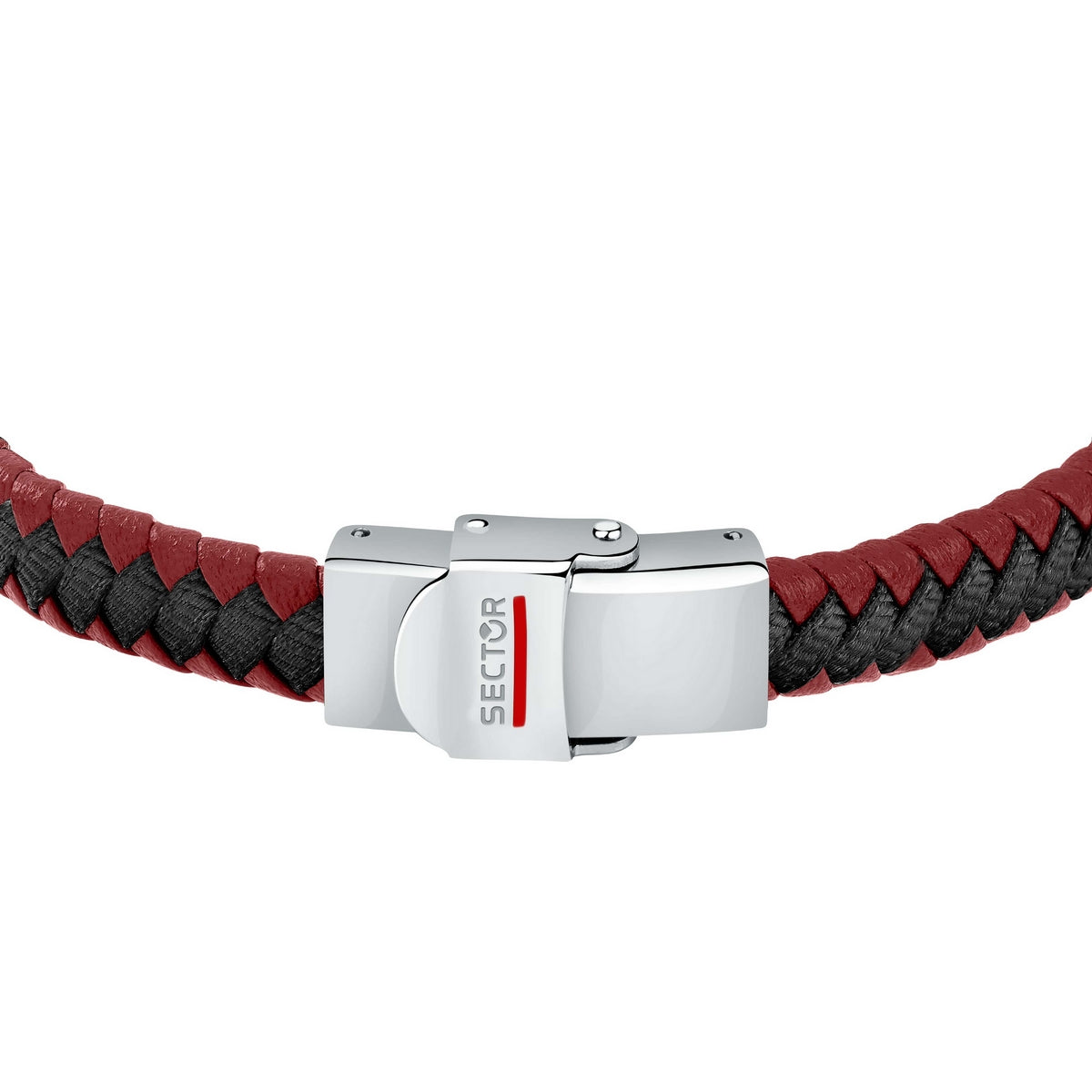 sector bandy bracelet with red leather and back nylon  21cm