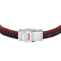 sector bandy bracelet with red leather and back nylon  21cm