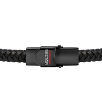 sector bandy bracelet black braided leather ip black tag