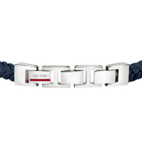 sector bandy bracelet stainless steel with d.blue leather 21cm