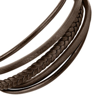 sector bandy bracelet stainless steel & brown leather strap