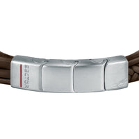 sector bandy bracelet stainless steel & brown leather strap