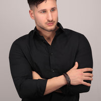 sector bandy bracelet stainless steel & brown leather strap