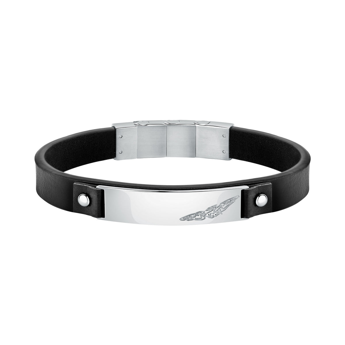 sector bandy bracelet black leather strap & tag 22cm