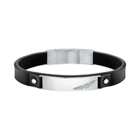 sector bandy bracelet black leather strap & tag 22cm