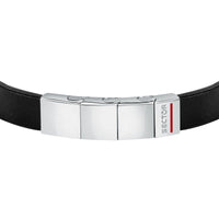 sector bandy bracelet black leather strap & tag 22cm