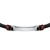 sector bandy bracelet black leather & ip black ring 22cm