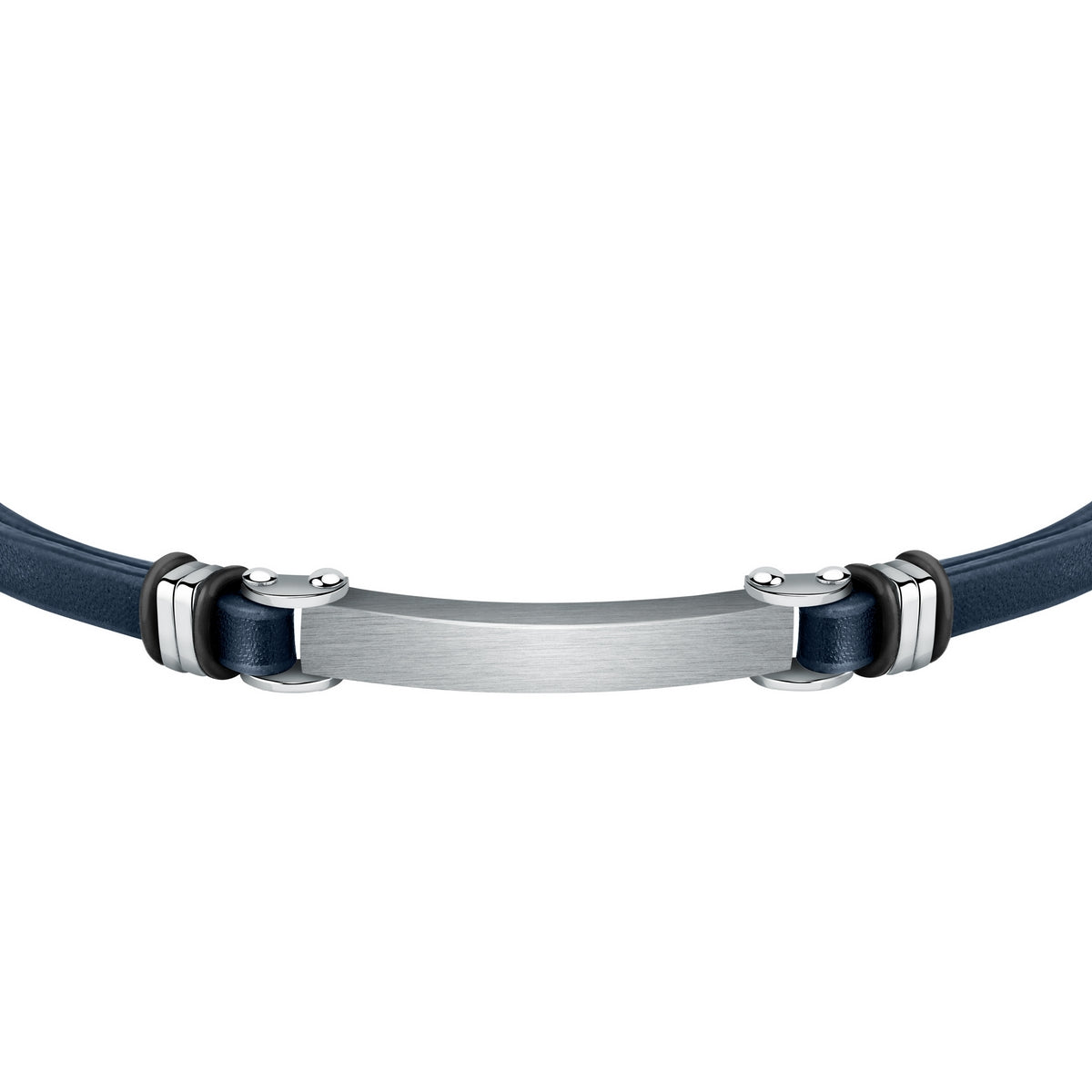 sector bandy bracelet blue leather & stainless steel tag 22cm