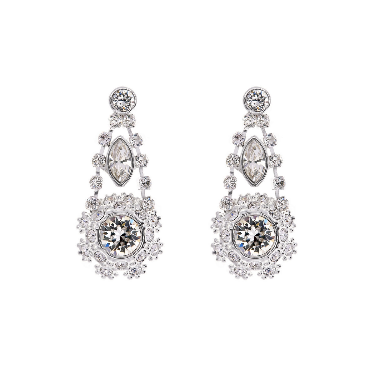 somaa: crystal daisy lace earring silver/crystal