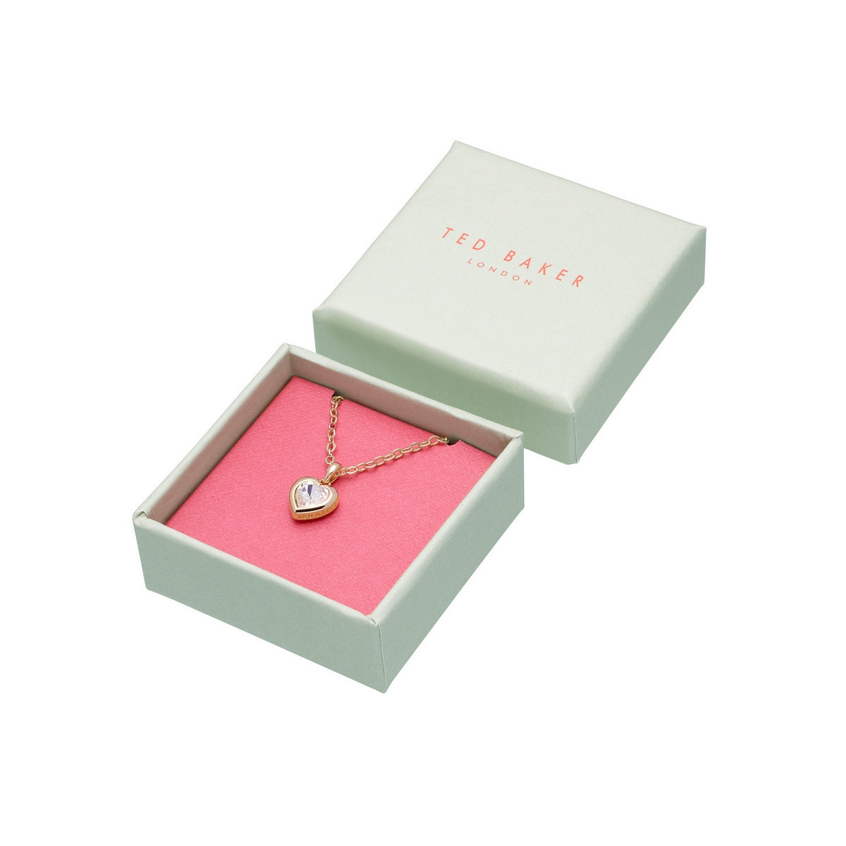 ted baker hannela: crystal heart pendant gold & clear crystal