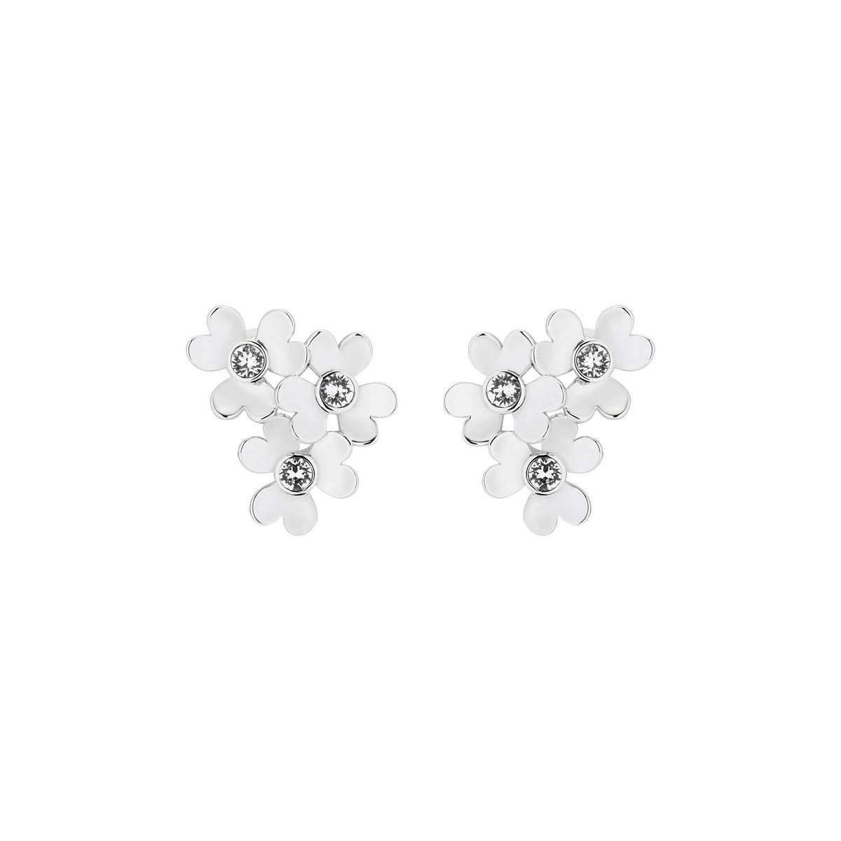 harela: heart blossom clip earring silver/crystal