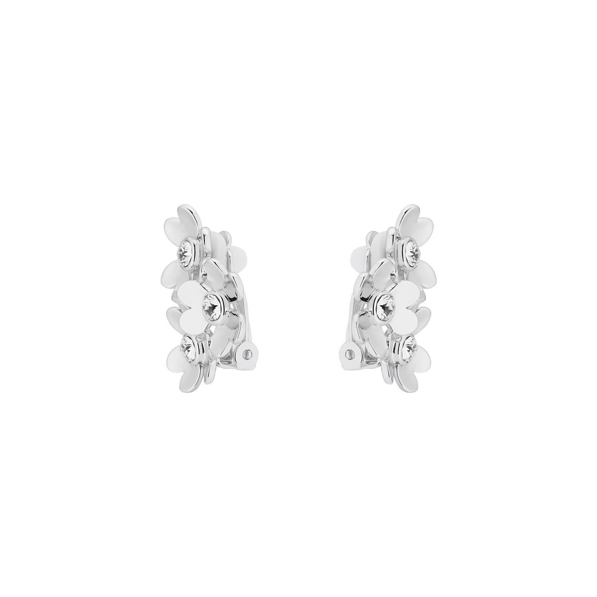 harela: heart blossom clip earring silver/crystal