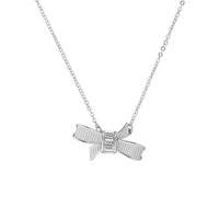 dameka: ribbon bow pendant silver/crystal